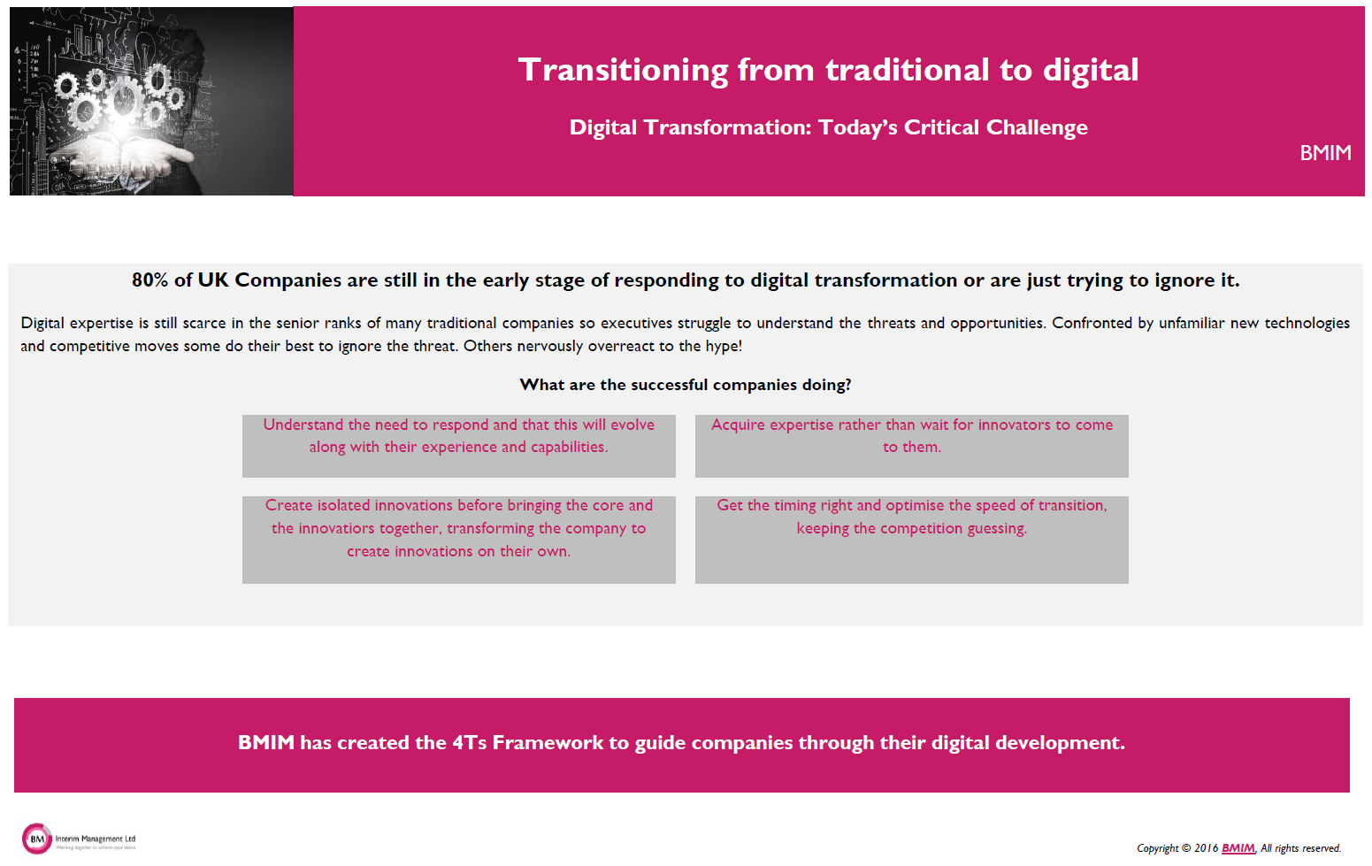 Transition from traditional to digital bmim